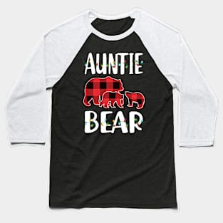 Aunt Bear Red Plaid Christmas Pajama Matching Family Gift Baseball T-Shirt
